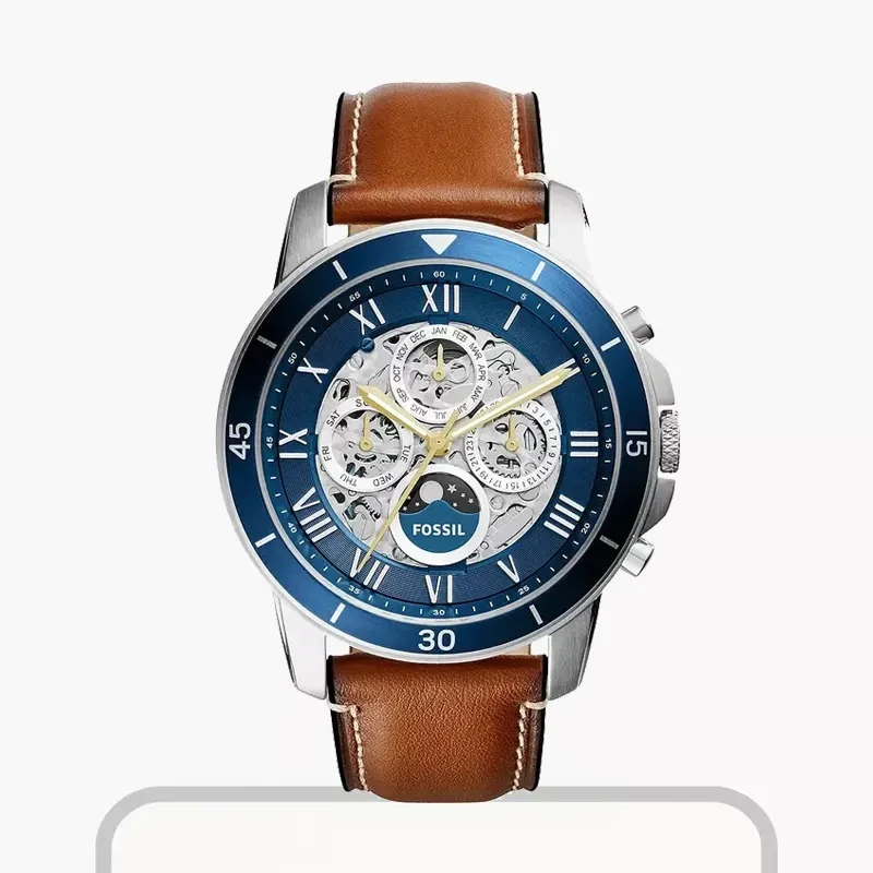 Fossil Grant Sport Automatic Luggage Leather Men's Watch | ME3140